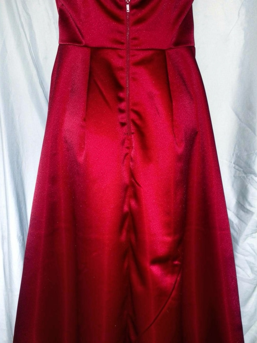Satin A-Line Evening Dress in Deep Red